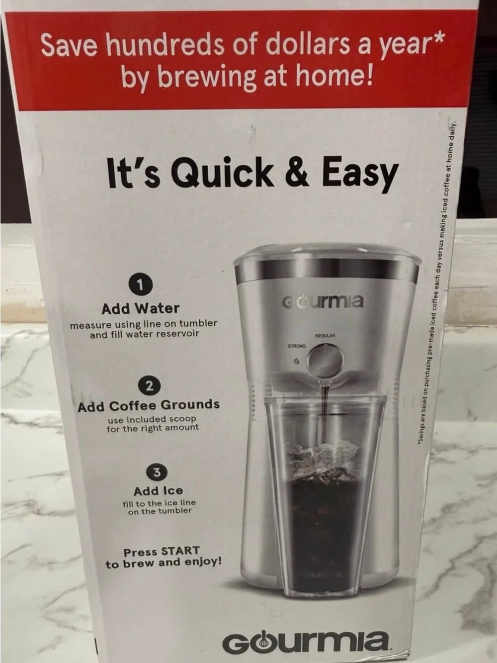 Gourmia Silver Iced Coffee Maker - Quick Iced Coffee at Home